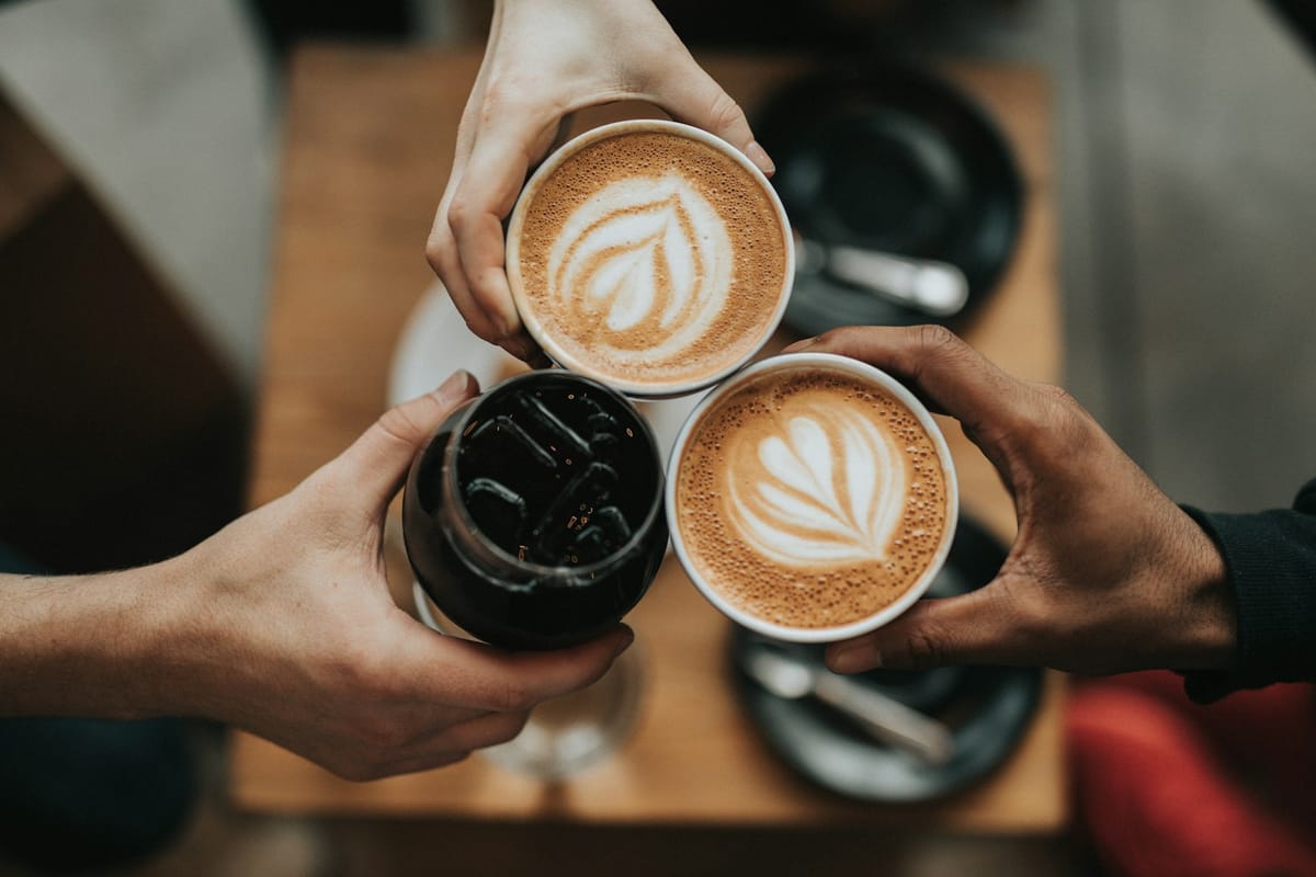 Coffee and breakfast on a table